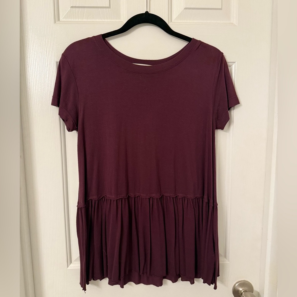 Truly Madly Deeply Burgundy Babydoll Short Sleeve Tee
